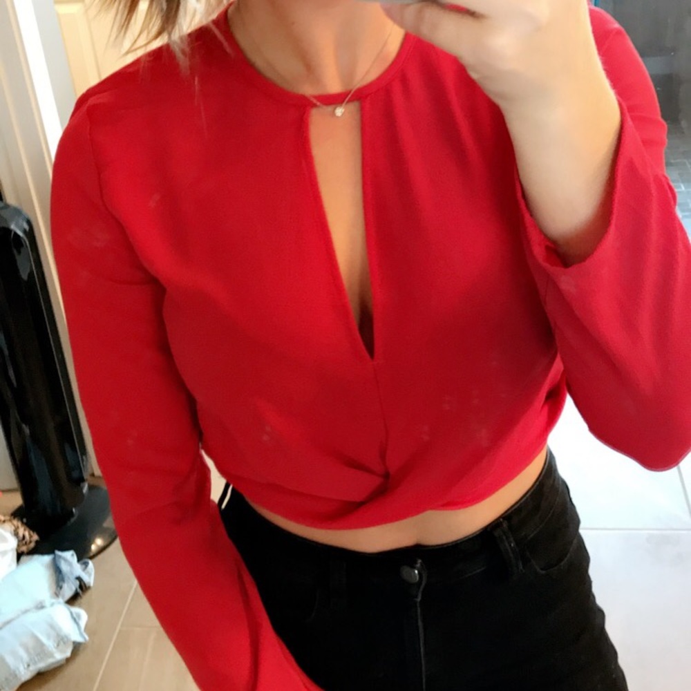 NEW TAGS STILL ON. Red Bottom Knot Crop